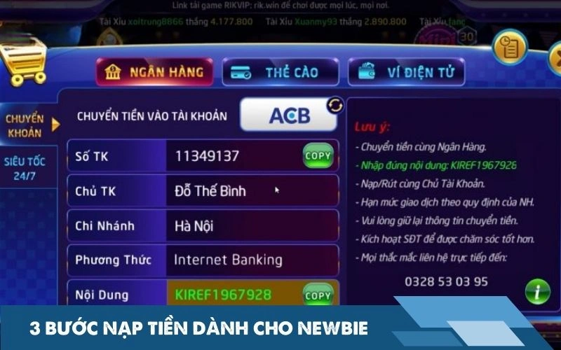 3 bước nạp tiền dành cho newbie